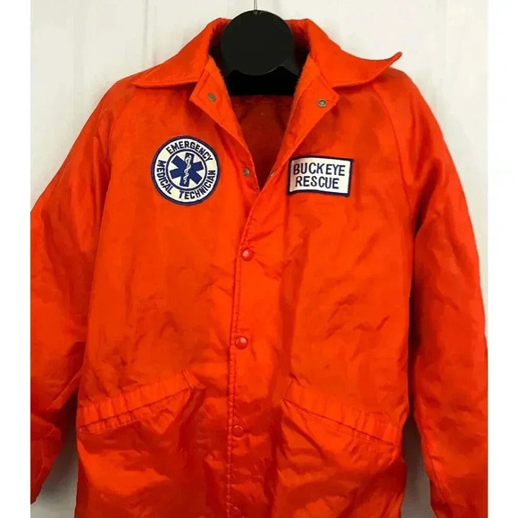 VTG Bright Orange Buckeye Rescue Medical Tech Jacket 44L 45 Made in USA Pla-Jac - Picture 4 of 14